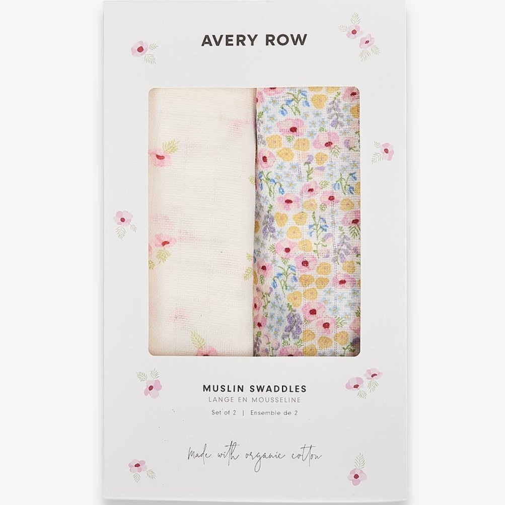 Extra Large Organic Baby Muslins, Set of 2 - Wildflower Garden / Anemone – for children, available at Learning Bugs UK