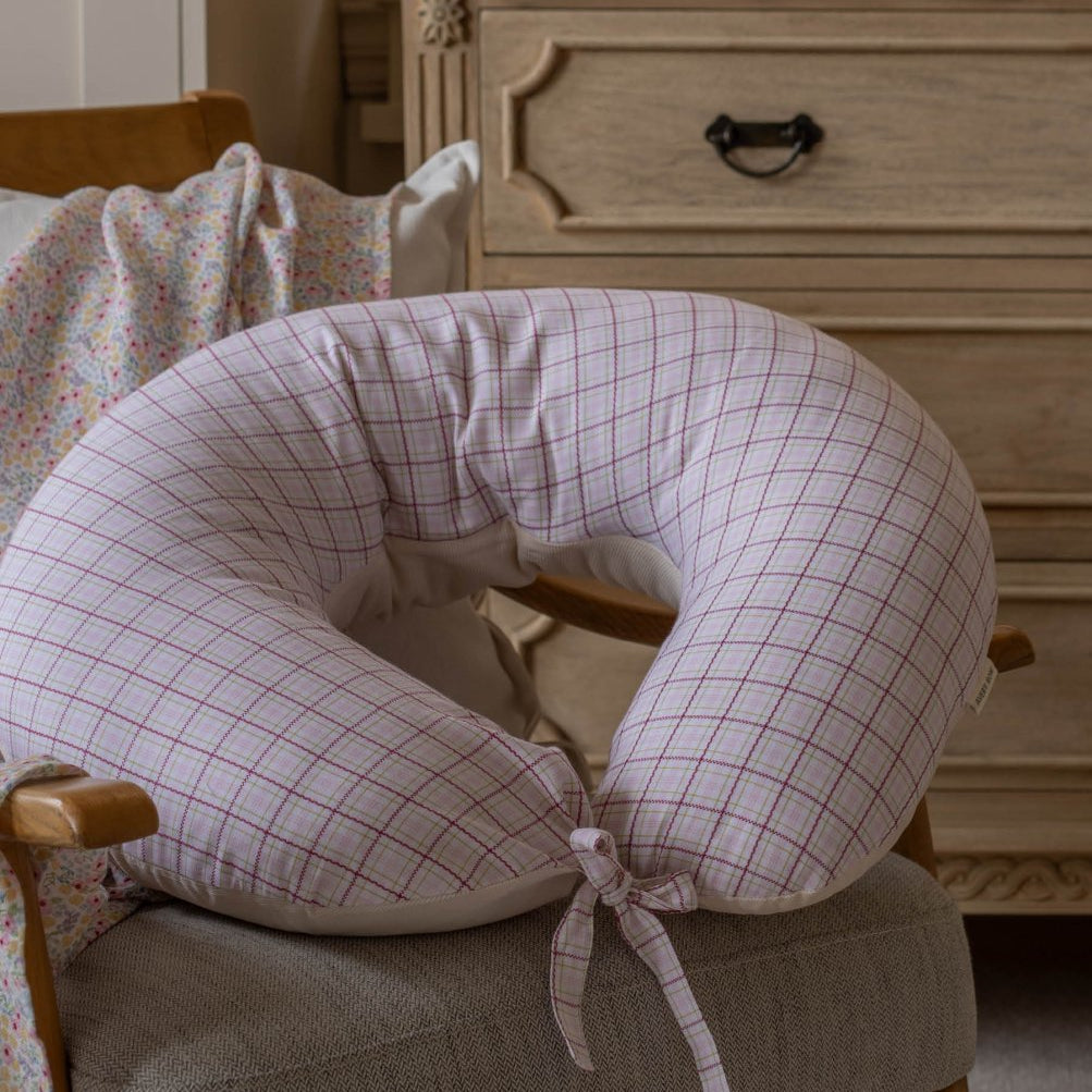Nursing Pillow - Pink Check – Parent Accessories for children, available at Learning Bugs UK