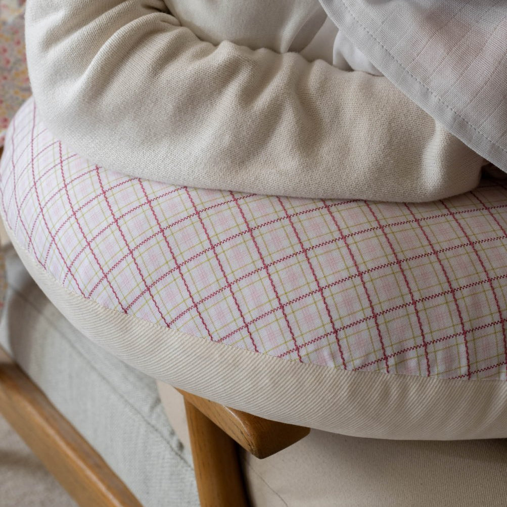 Nursing Pillow - Pink Check – Parent Accessories for children, available at Learning Bugs UK