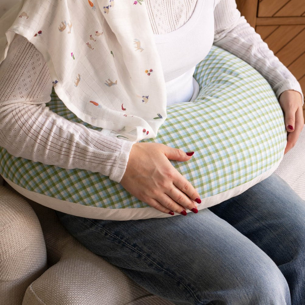 Nursing Pillow - Greenhouse Gingham – Parent Accessories for children, available at Learning Bugs UK