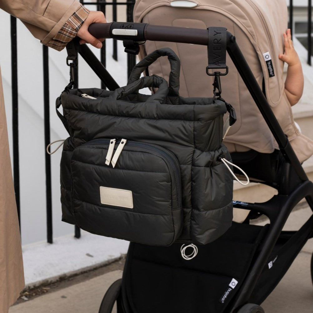 Baby Changing Tote Bag - Soft Black – Changing Bags & Travel Changing Mats for children, available at Learning Bugs UK