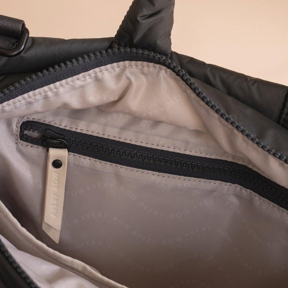 Baby Changing Tote Bag - Soft Black – Changing Bags & Travel Changing Mats for children, available at Learning Bugs UK