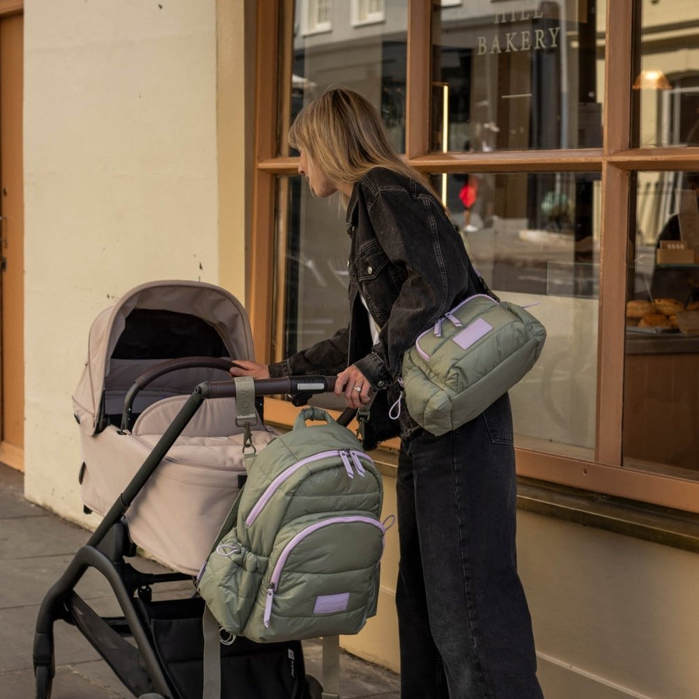 Pram Organiser Bag - Olive – Changing Bags & Travel Changing Mats for children, available at Learning Bugs UK