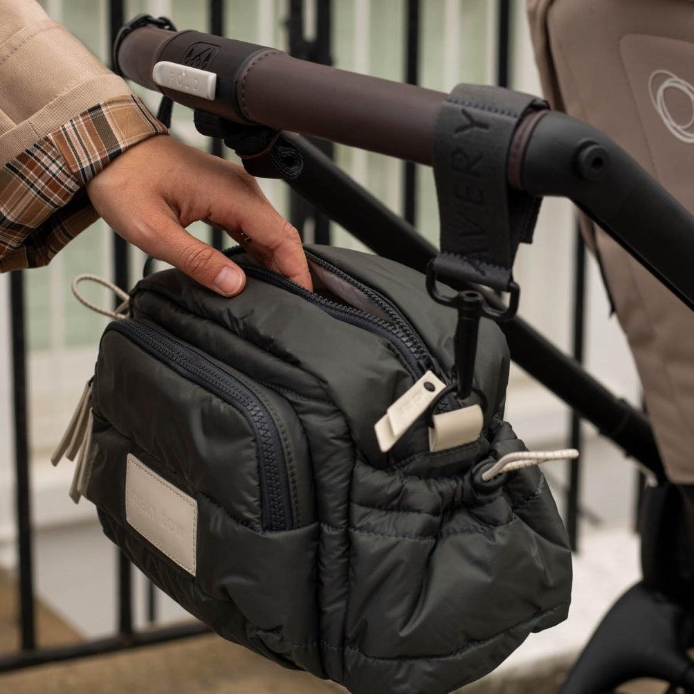 Pram Organiser Bag - Soft Black – Changing Bags & Travel Changing Mats for children, available at Learning Bugs UK