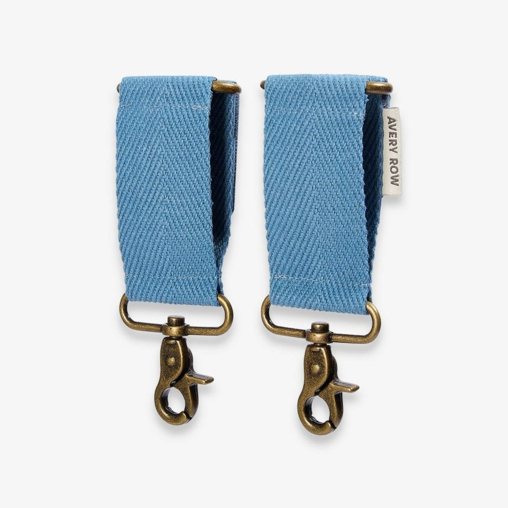 Cotton Pram Bag Clips - Denim Blue – for children, available at Learning Bugs UK