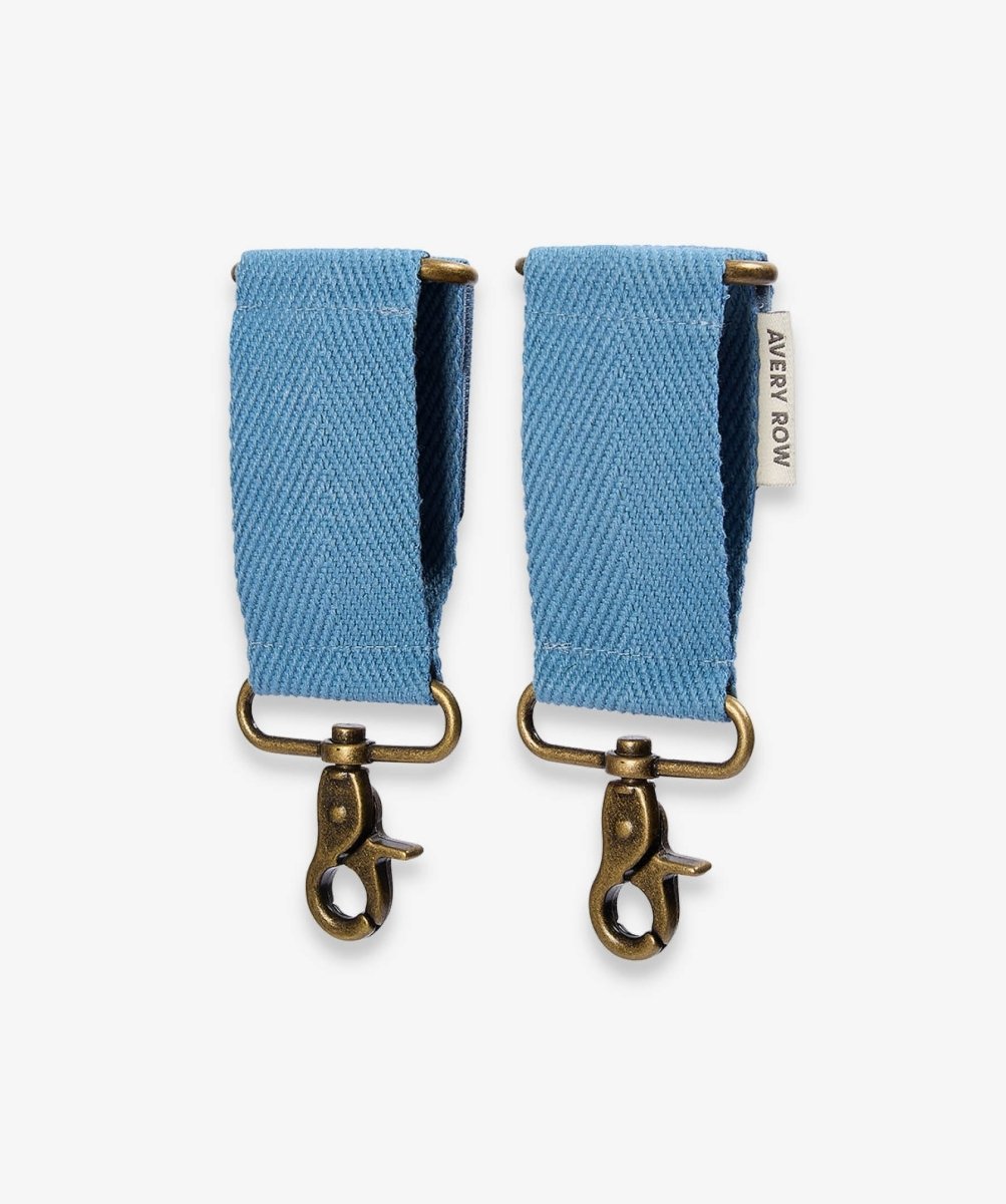 Cotton Pram Bag Clips - Denim Blue – for children, available at Learning Bugs UK