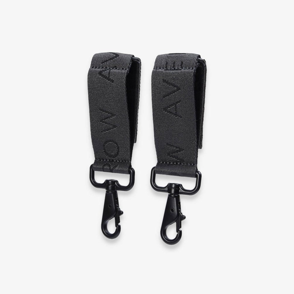 Logo Pram Bag Clips - Soft Black – Changing Bags & Travel Changing Mats for children, available at Learning Bugs UK