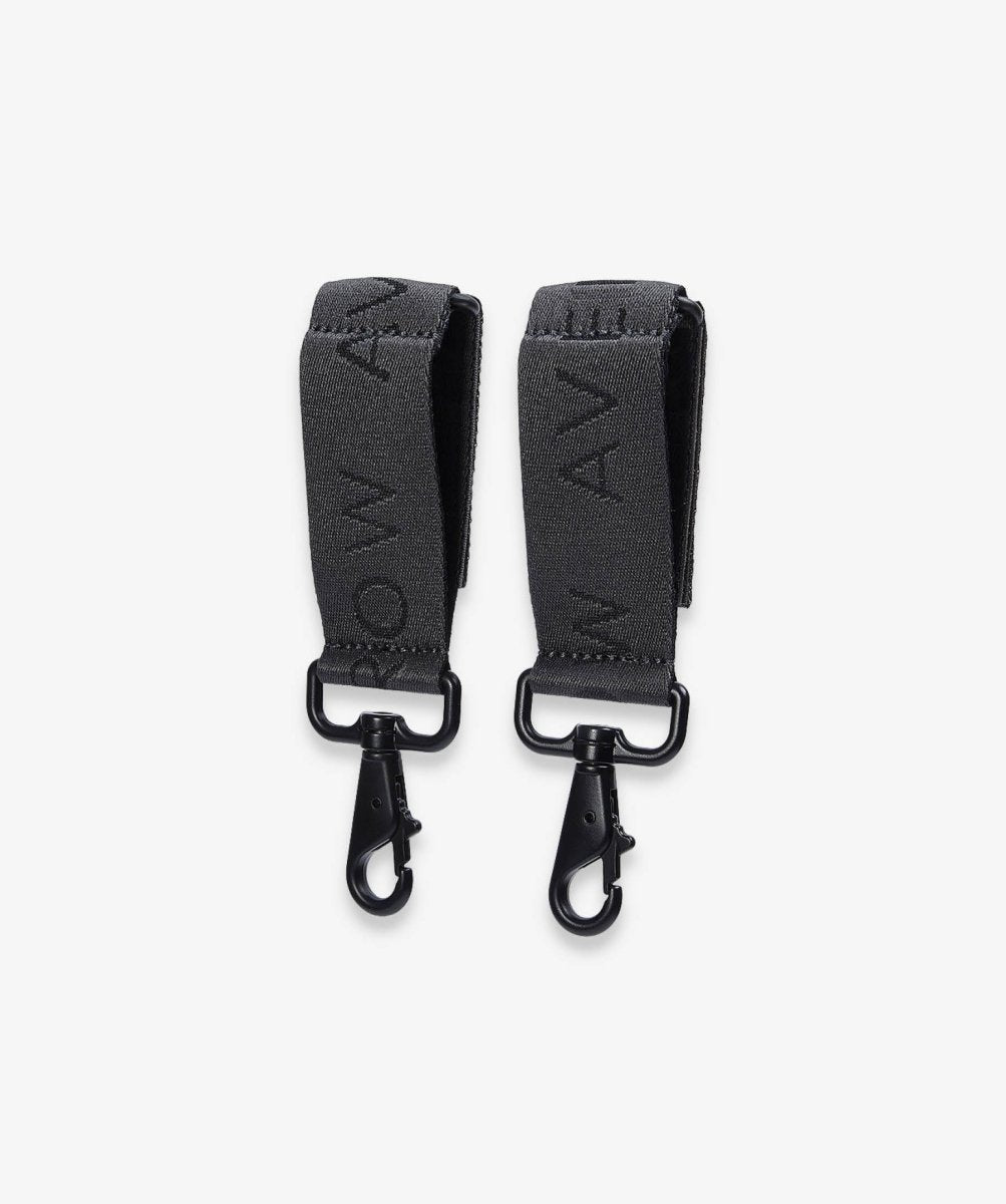 Logo Pram Bag Clips - Soft Black – Changing Bags & Travel Changing Mats for children, available at Learning Bugs UK