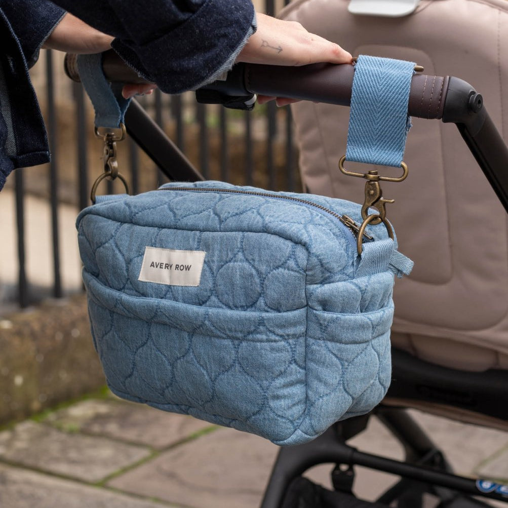 Pram Organiser Bag - Denim – Changing Bags & Travel Changing Mats for children, available at Learning Bugs UK