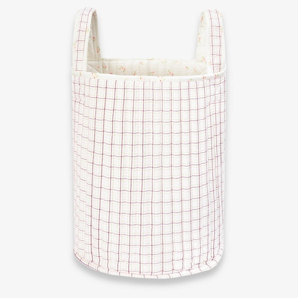 Large Quilted Storage Basket - Anemone / Pink Check – Storage for children, available at Learning Bugs UK