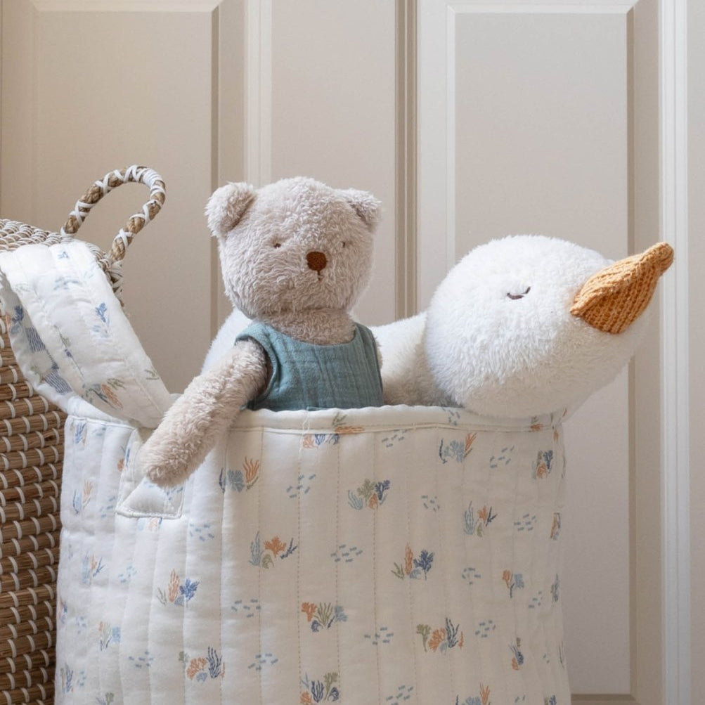Large Quilted Storage Basket - Coastline / Waves – Storage for children, available at Learning Bugs UK