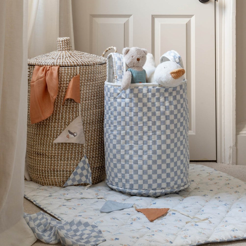 Large Quilted Storage Basket - Coastline / Waves – Storage for children, available at Learning Bugs UK