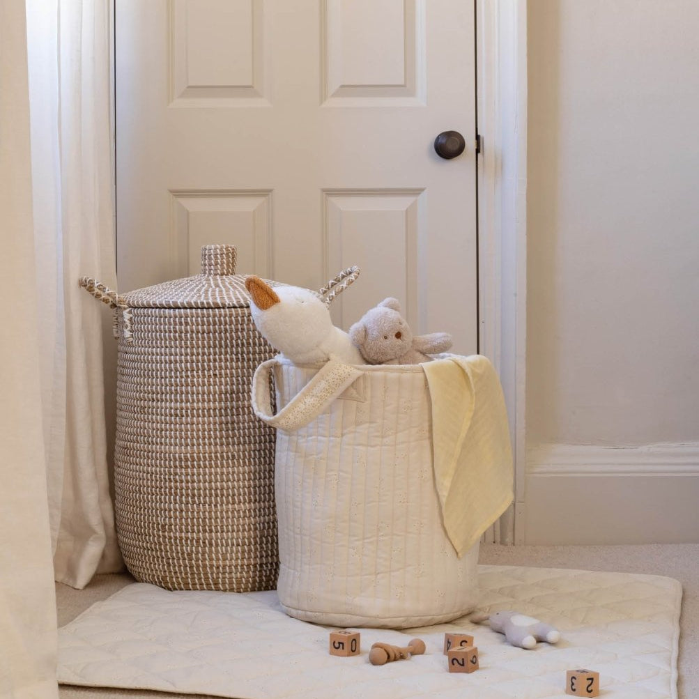 Large Quilted Storage Basket - Wild Chamomile / Daisy Meadow – Storage for children, available at Learning Bugs UK