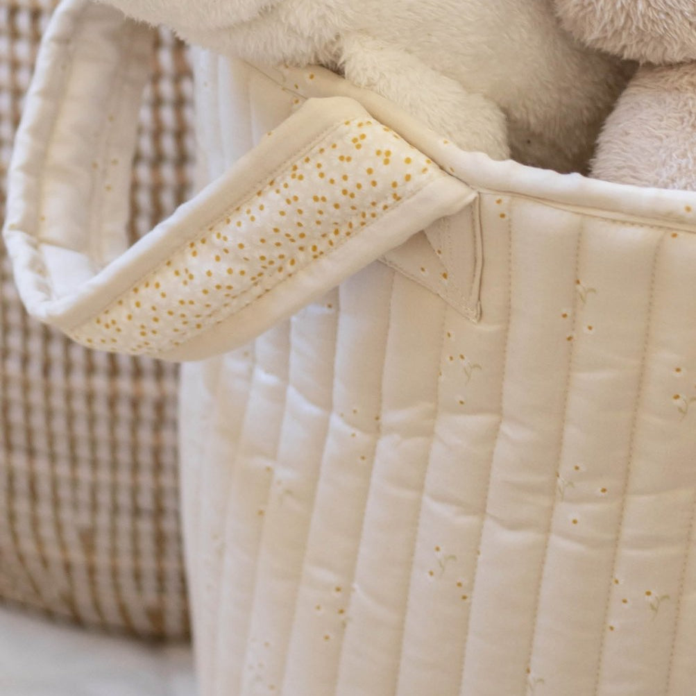 Large Quilted Storage Basket - Wild Chamomile / Daisy Meadow – Storage for children, available at Learning Bugs UK