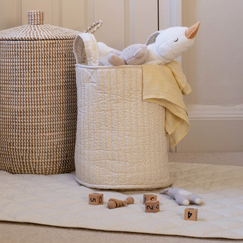 Large Quilted Storage Basket - Wild Chamomile / Daisy Meadow – Storage for children, available at Learning Bugs UK