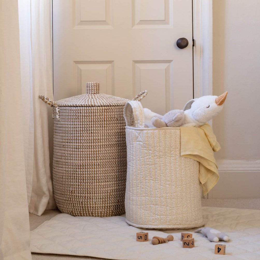 Large Quilted Storage Basket - Wild Chamomile / Daisy Meadow – Storage for children, available at Learning Bugs UK