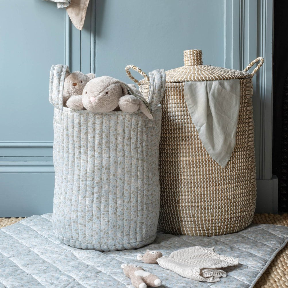 Large Quilted Storage Basket - Nature Trail / Stripe – Storage for children, available at Learning Bugs UK