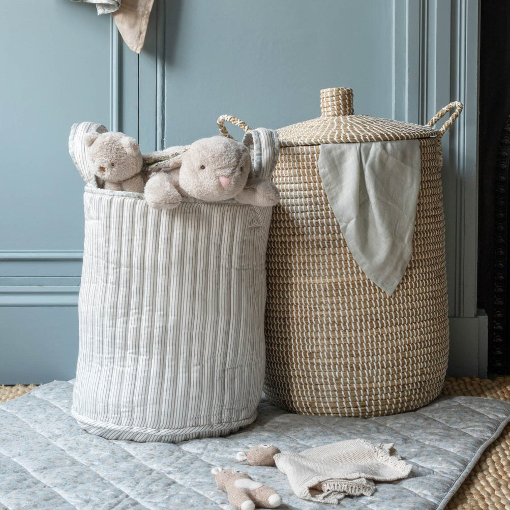 Large Quilted Storage Basket - Nature Trail / Stripe – Storage for children, available at Learning Bugs UK