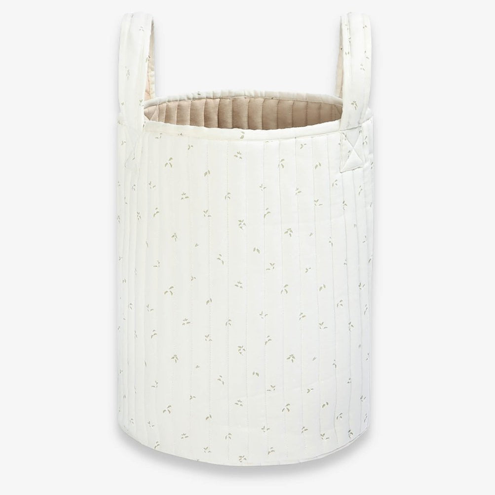 Large Quilted Storage Basket - Nettle Scatter / Birch – Storage for children, available at Learning Bugs UK