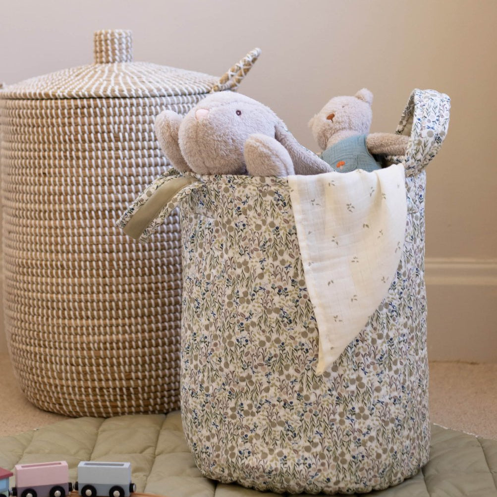 Large Quilted Storage Basket - Riverbank / Willow – Storage for children, available at Learning Bugs UK