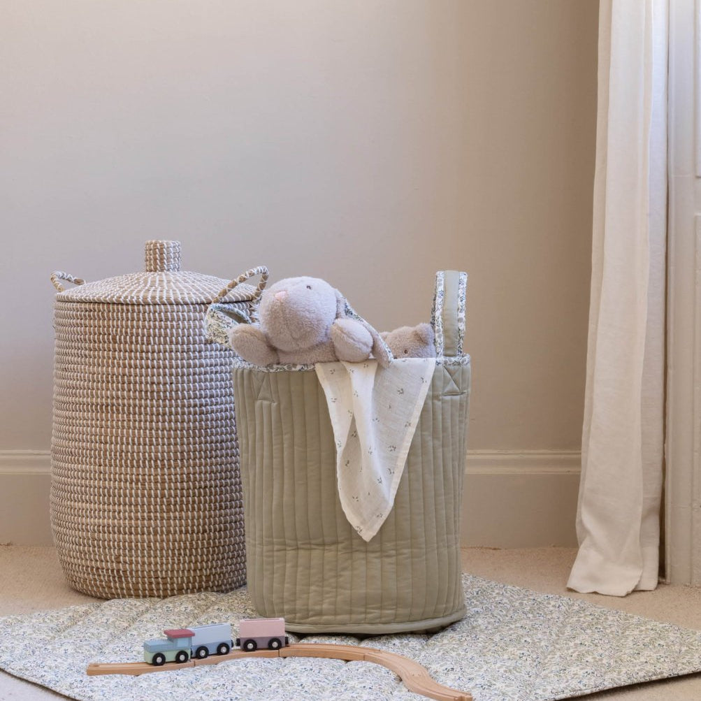 Large Quilted Storage Basket - Riverbank / Willow – Storage for children, available at Learning Bugs UK