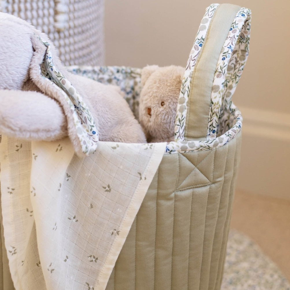 Large Quilted Storage Basket - Riverbank / Willow – Storage for children, available at Learning Bugs UK