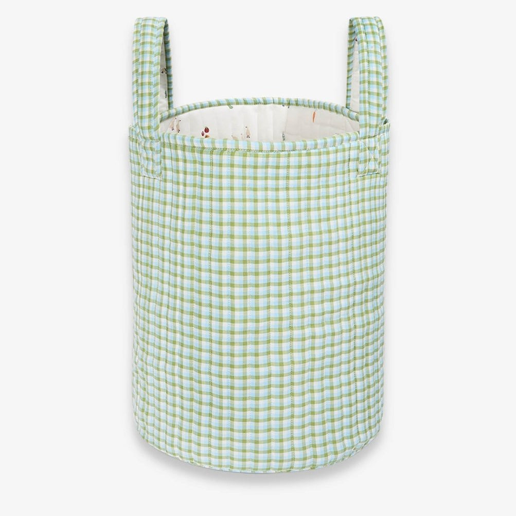 Large Quilted Storage Basket - Greenhouse Gingham / Little Farm – Storage for children, available at Learning Bugs UK