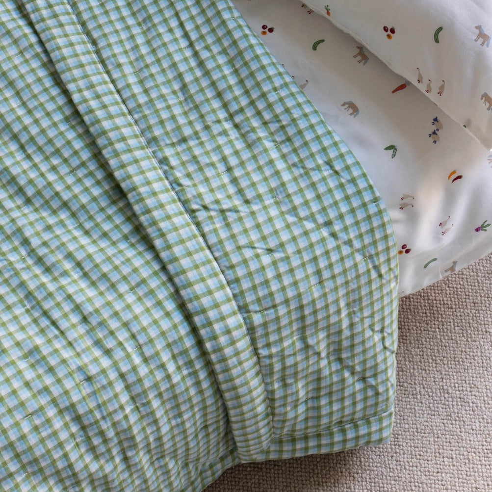 Quilted Cotbed Bedspread - Greenhouse Gingham – Bedding for children, available at Learning Bugs UK