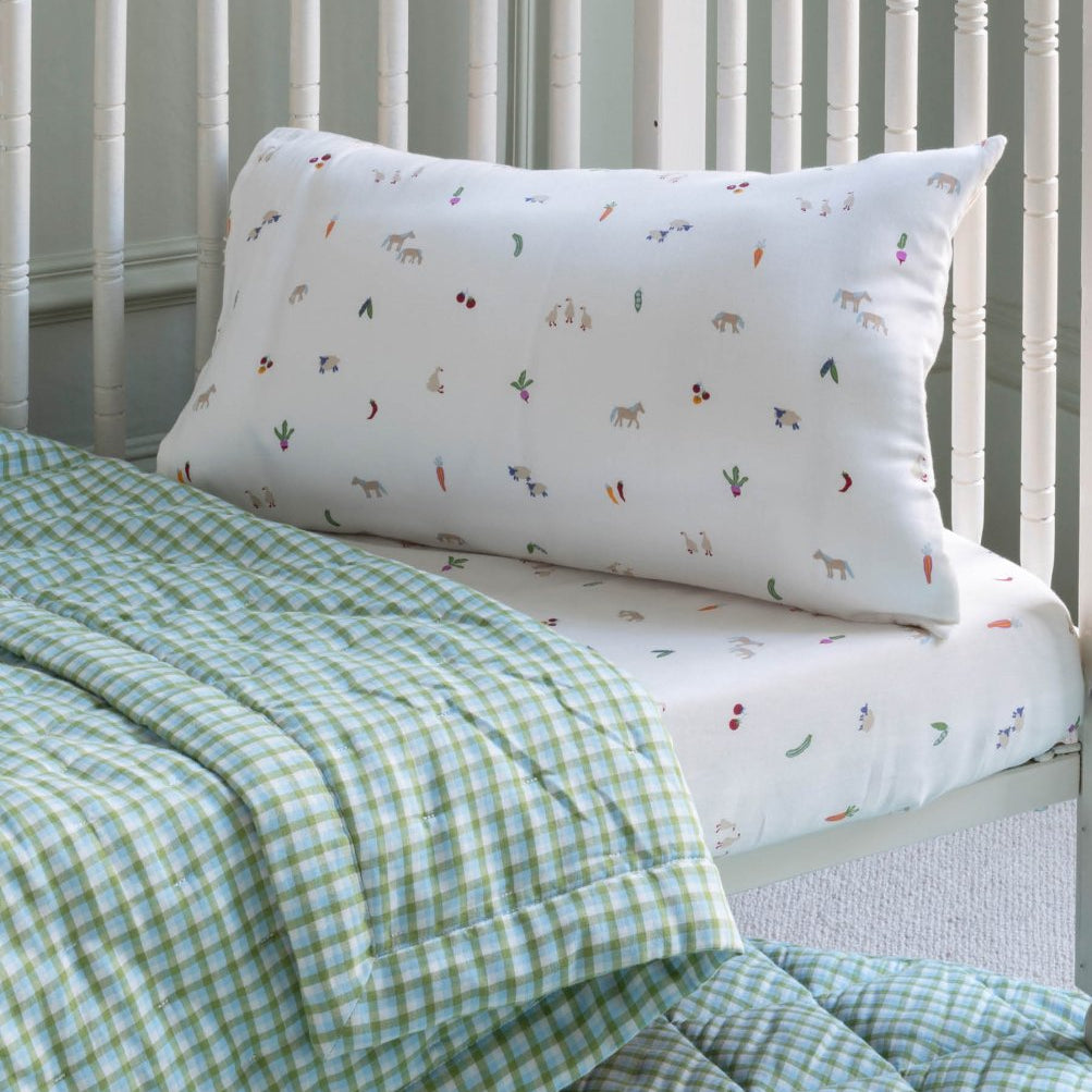 Quilted Cotbed Bedspread - Greenhouse Gingham – Bedding for children, available at Learning Bugs UK