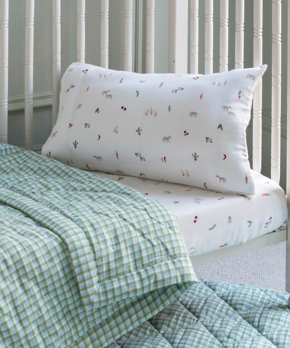 Quilted Cotbed Bedspread - Greenhouse Gingham – Bedding for children, available at Learning Bugs UK