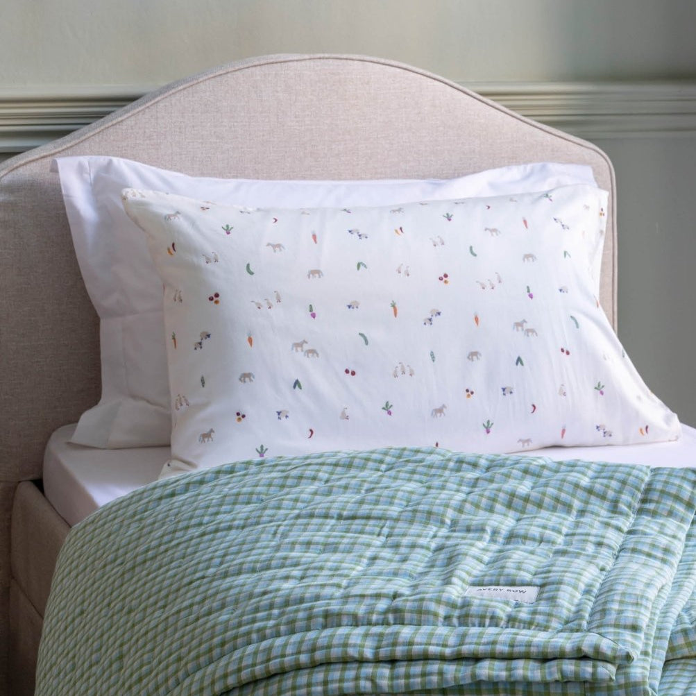 Quilted Single Bedspread - Greenhouse Gingham – Bedding for children, available at Learning Bugs UK