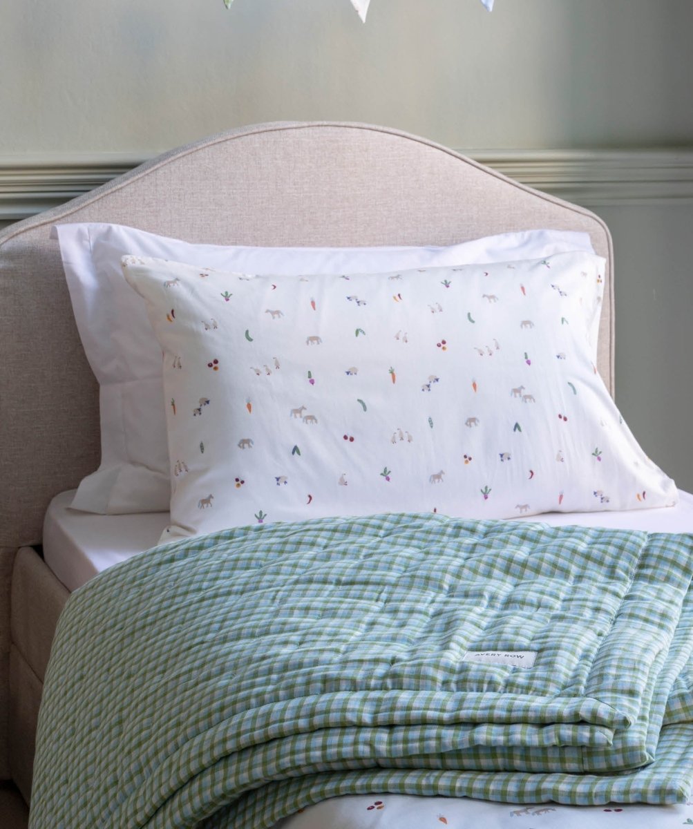 Quilted Single Bedspread - Greenhouse Gingham – Bedding for children, available at Learning Bugs UK