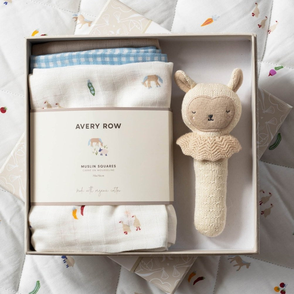 Rattle & Care New Baby Gift Set - Little Farm – for children, available at Learning Bugs UK