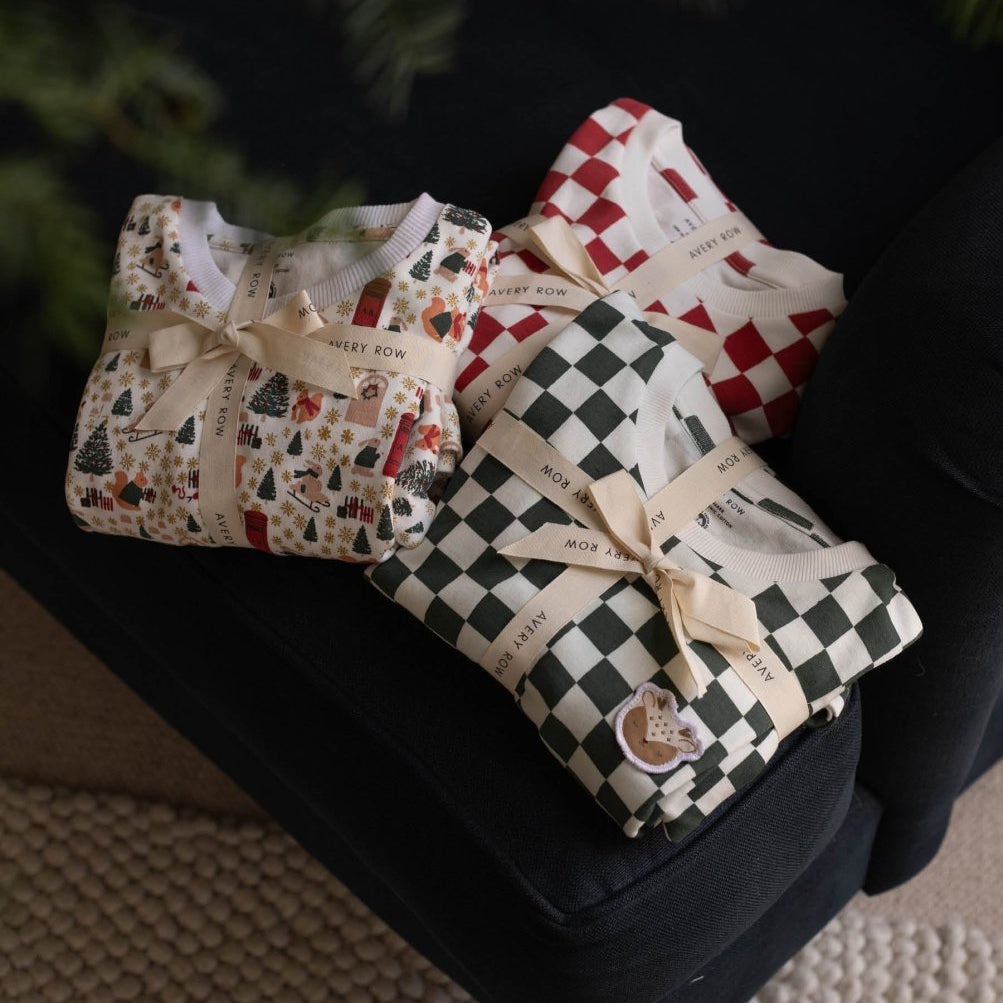 Avery Row Christmas Baby Jersey Sleepsuit - Festive Forest – Baby Clothing for children, available at Learning Bugs UK