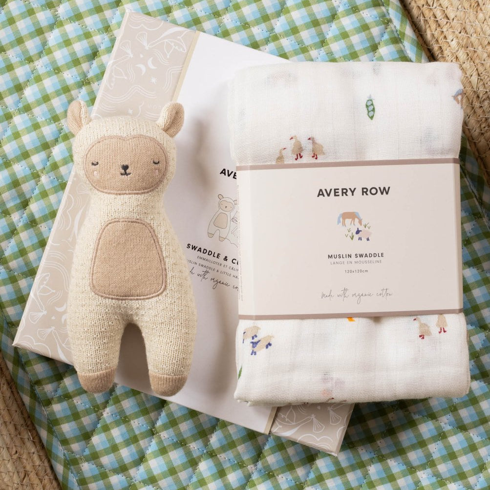Swaddle & Cuddle New Baby Gift Set - Little Farm – for children, available at Learning Bugs UK