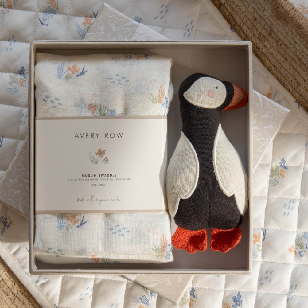 Swaddle & Cuddle New Baby Gift Set - Coastline – for children, available at Learning Bugs UK
