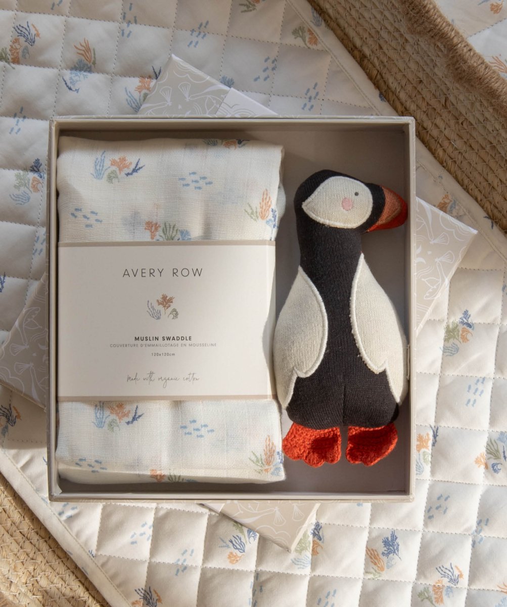 Swaddle & Cuddle New Baby Gift Set - Coastline – for children, available at Learning Bugs UK