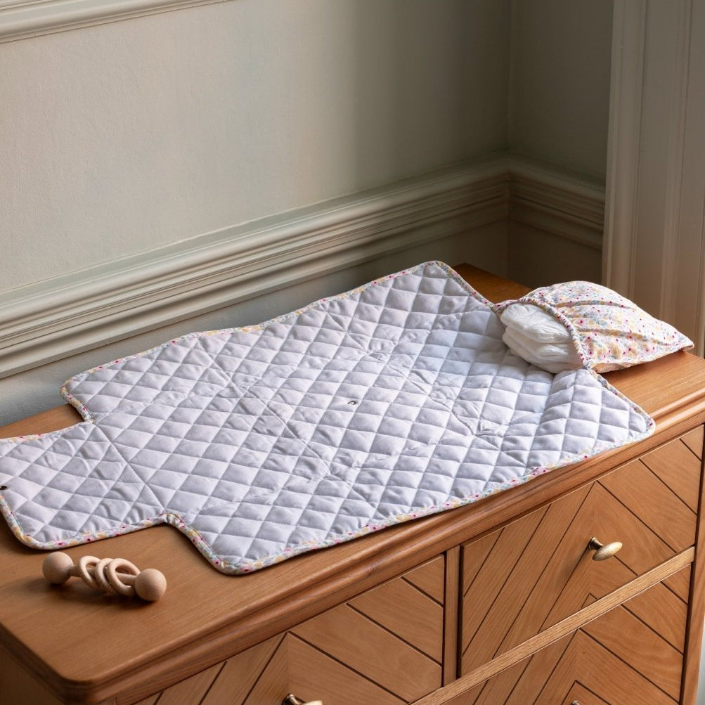 Cotton Travel Baby Changing Mat - Wildflower Garden – Changing Bags & Travel Changing Mats for children, available at Learning Bugs UK