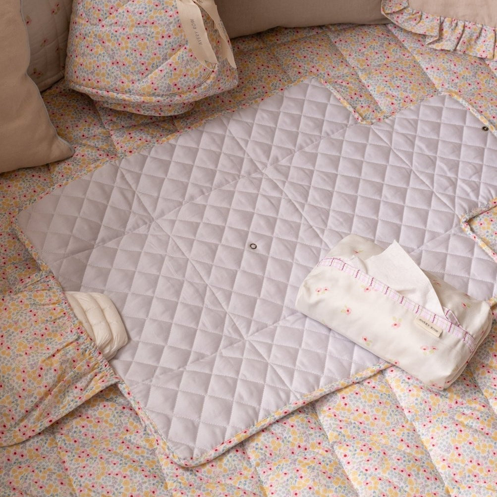 Cotton Travel Baby Changing Mat - Wildflower Garden – Changing Bags & Travel Changing Mats for children, available at Learning Bugs UK