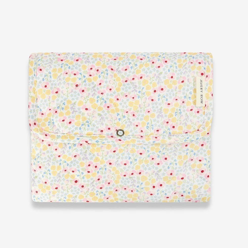 Cotton Travel Baby Changing Mat - Wildflower Garden – Changing Bags & Travel Changing Mats for children, available at Learning Bugs UK