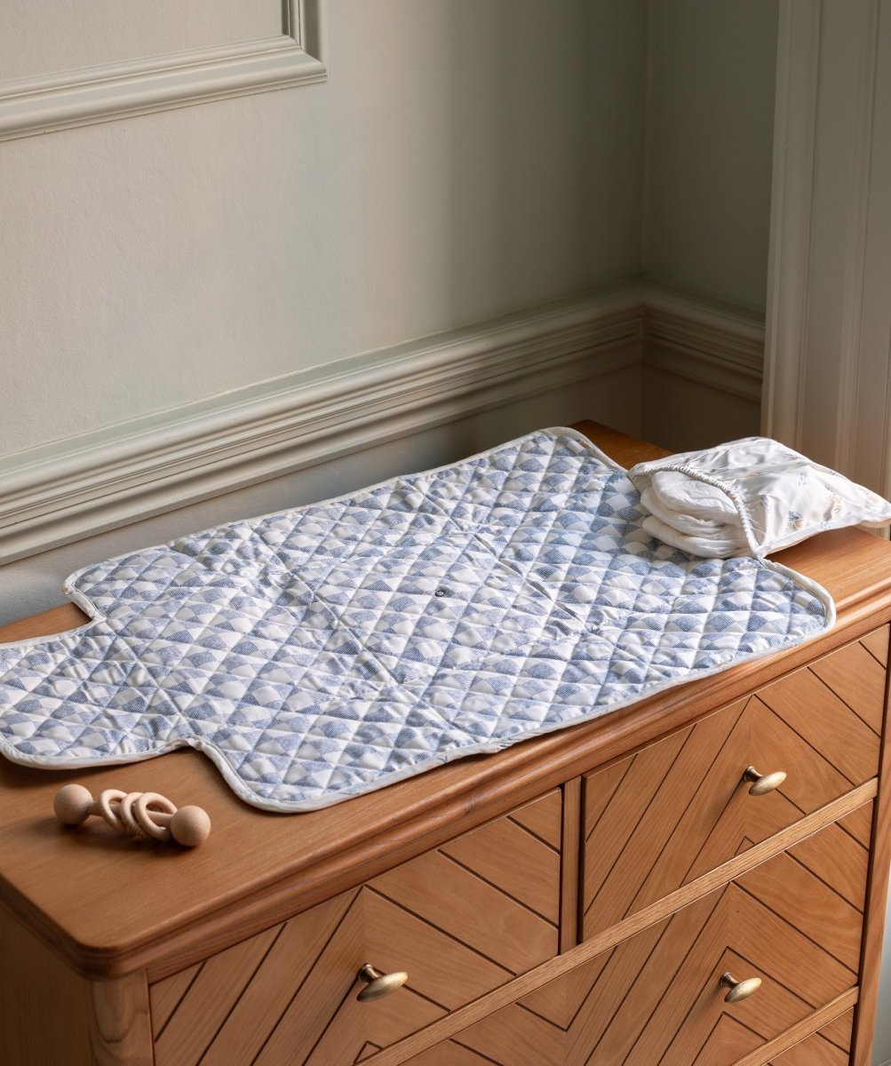 Cotton Travel Baby Changing Mat - Coastline – Changing Bags & Travel Changing Mats for children, available at Learning Bugs UK