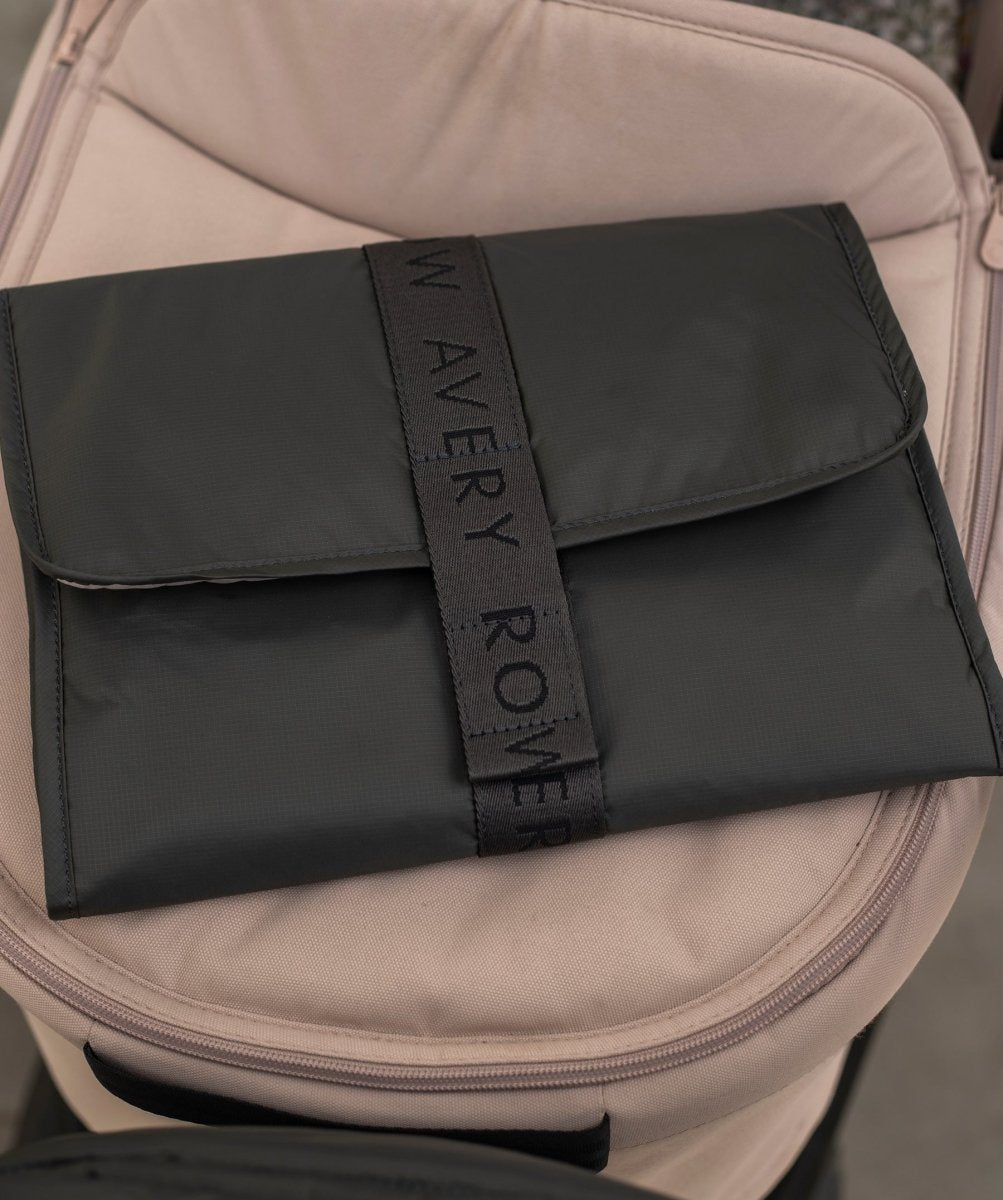 Recycled Nylon Travel Baby Changing Mat - Soft Black – Changing Bags & Travel Changing Mats for children, available at Learning Bugs UK