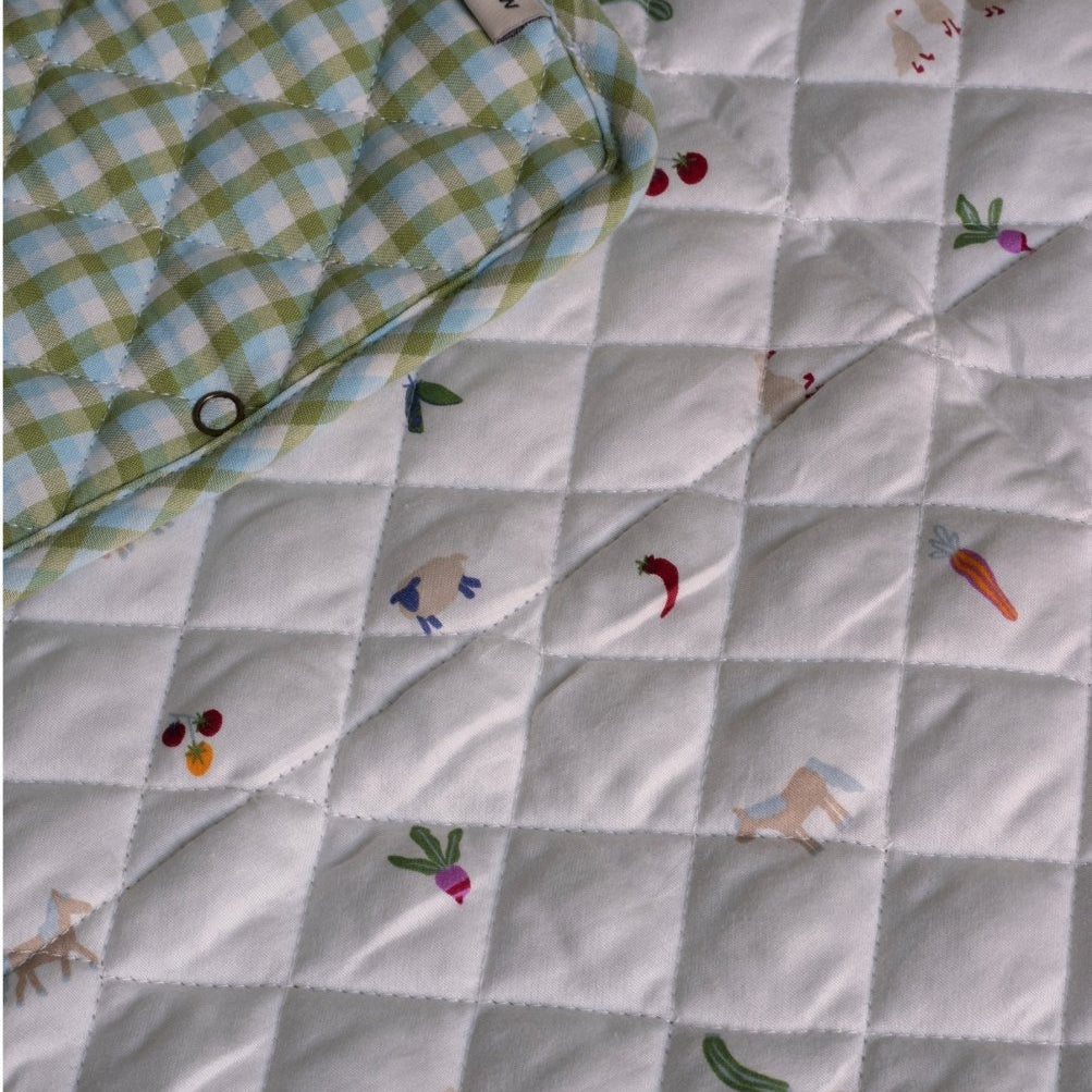 Cotton Travel Baby Changing Mat - Greenhouse Gingham – Changing Bags & Travel Changing Mats for children, available at Learning Bugs UK