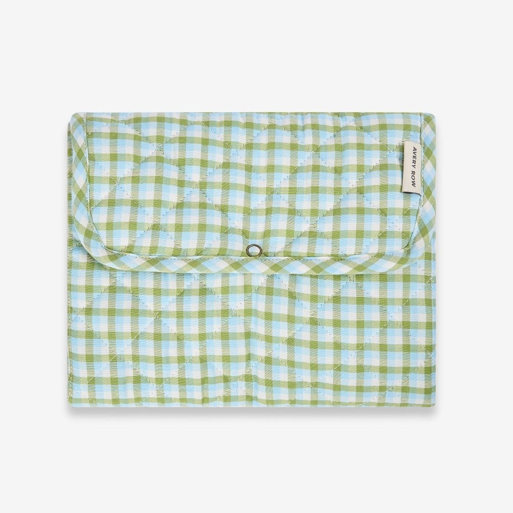 Cotton Travel Baby Changing Mat - Greenhouse Gingham – Changing Bags & Travel Changing Mats for children, available at Learning Bugs UK