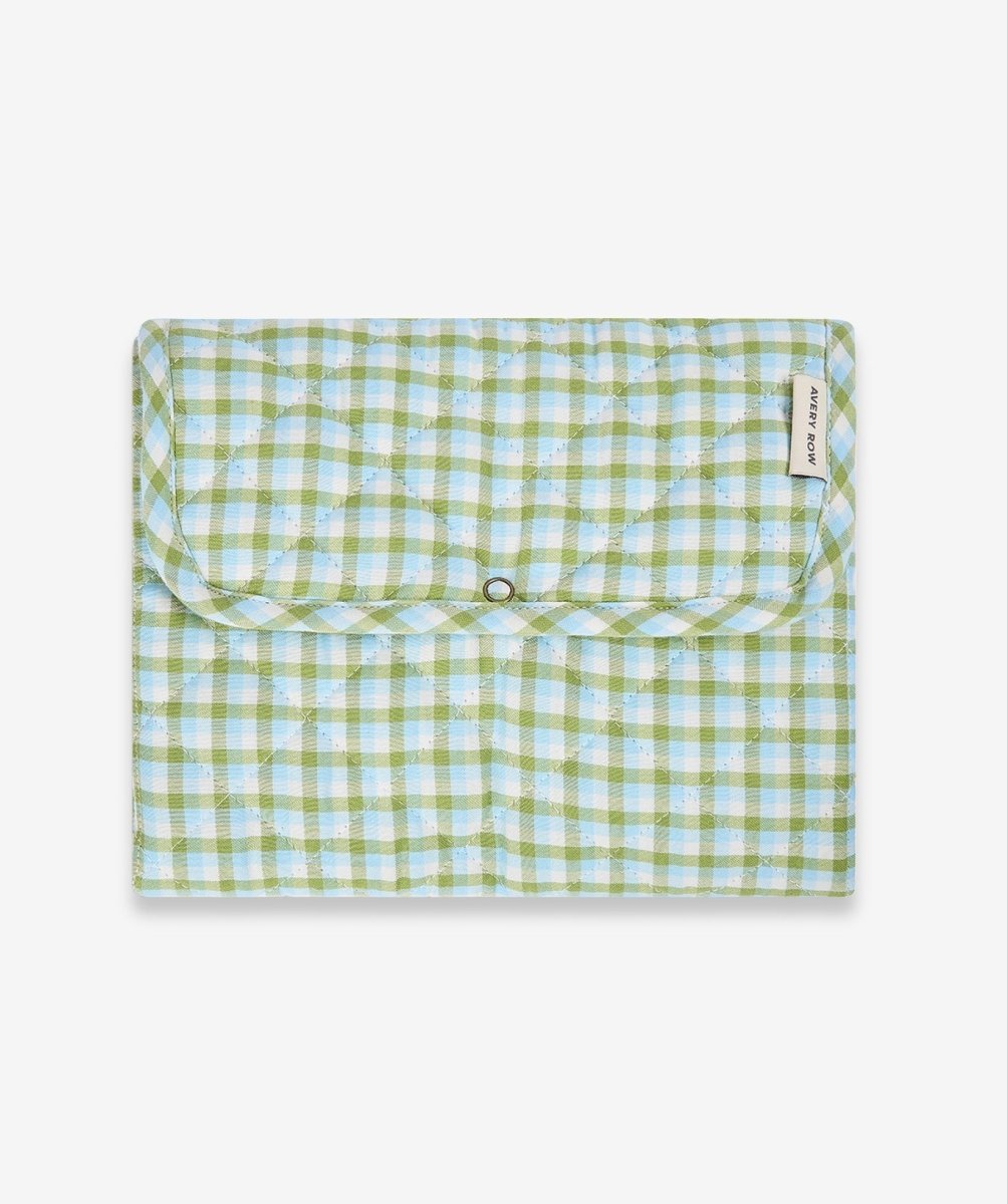 Cotton Travel Baby Changing Mat - Greenhouse Gingham – Changing Bags & Travel Changing Mats for children, available at Learning Bugs UK