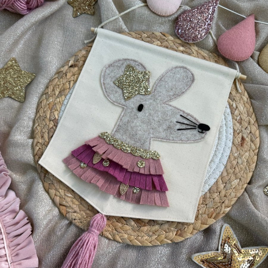 Embellished Tilly Mouse Wall Hanging – for children, available at Learning Bugs UK
