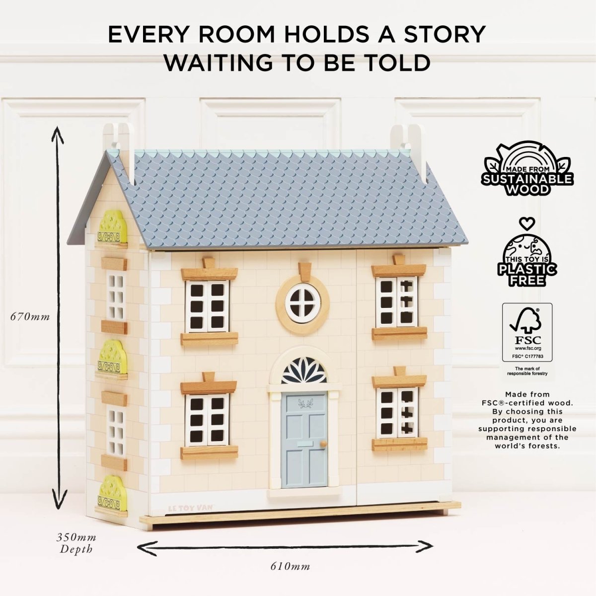Bay Tree Wooden Dolls House – Dollhouses for children, available at Learning Bugs UK