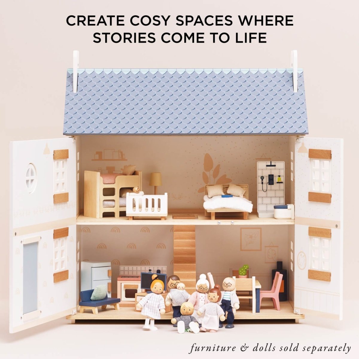 Bay Tree Wooden Dolls House – Dollhouses for children, available at Learning Bugs UK