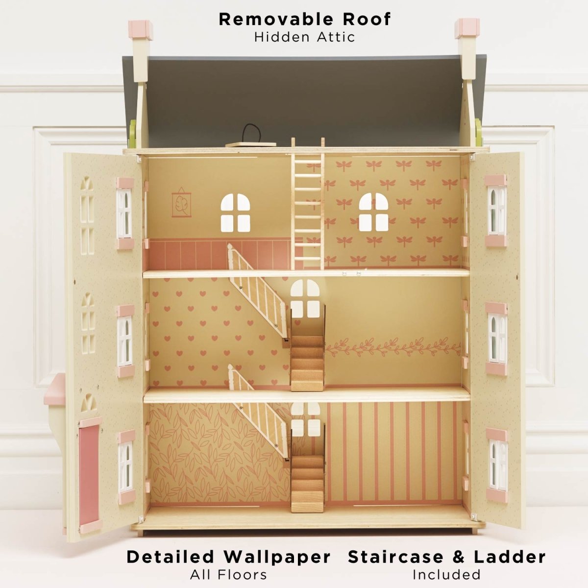 Cherry Tree Hall Wooden Dolls House – Dollhouses for children, available at Learning Bugs UK