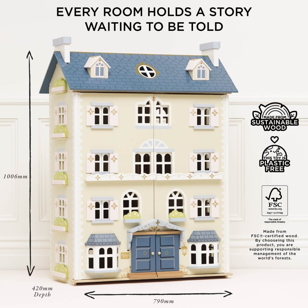 Palace Wooden Dolls House – Dollhouses for children, available at Learning Bugs UK